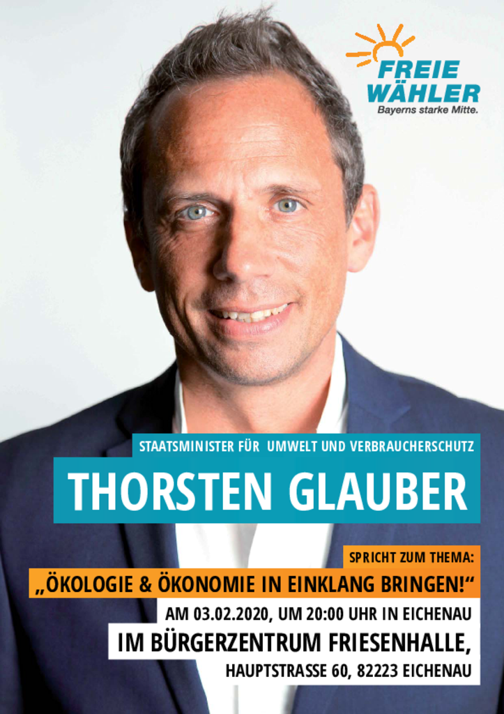 FW Veranstaltung Glauber Eichenau Plakat 2020 02 03