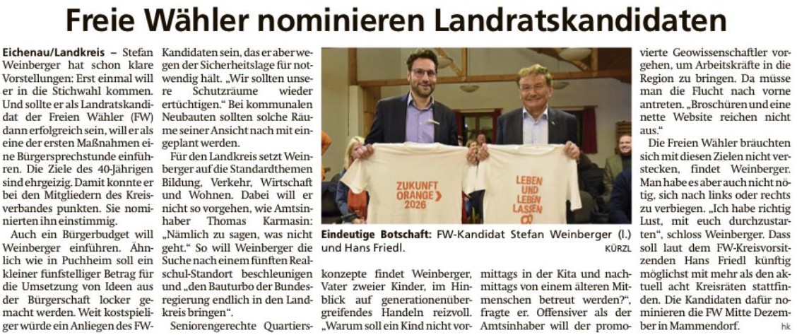 FFB Tagblatt Nominierung Landratskandidat